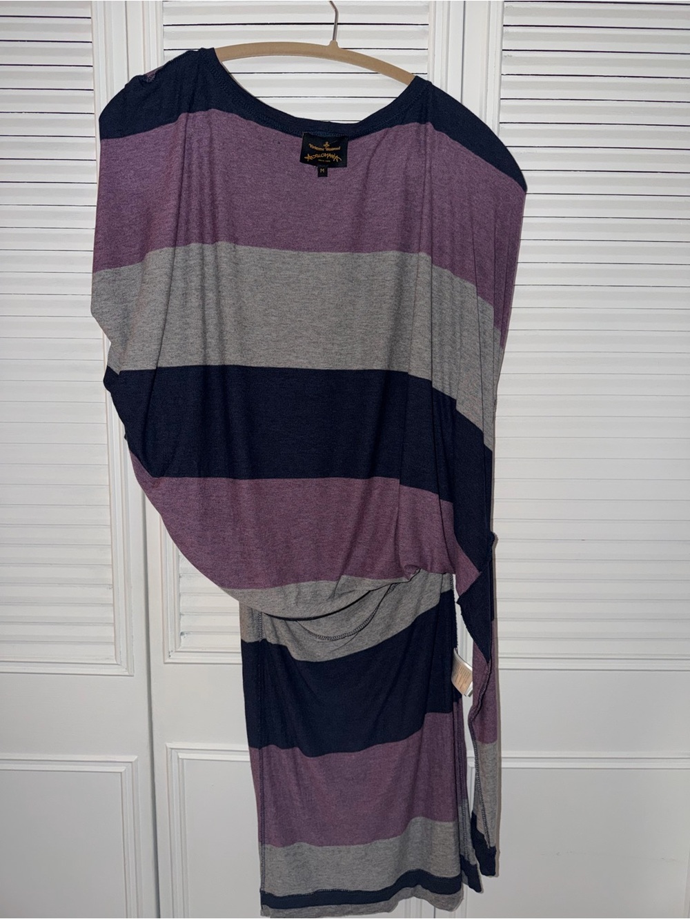 Vivienne Westwood Striped Batwing Tunic in Purple, Navy & Gray